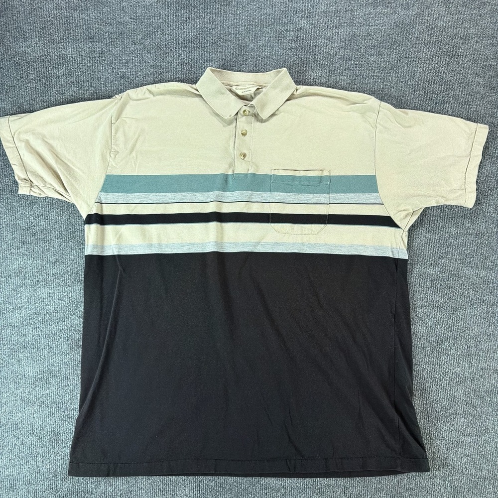 Arrow Tournament Mens Polo Shirt XL Striped Colorblock Golf Preppy Blokecore